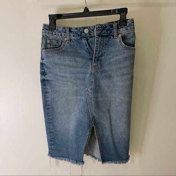 H&M denim midi skirt with front slit size US 4 - Picture 7 of 7